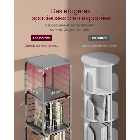 Étagère, Bibliothèque à 4 Niveaux, avec Portes, Grand, Cadre en Acier