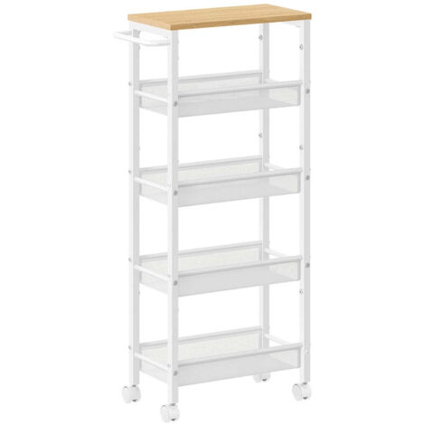 Chariot De Rangement étroit POPSPARKk - 3 étages, Roulettes, Profondeur 12.5cm, Idéal Cuisine/salle De Bain/buanderie