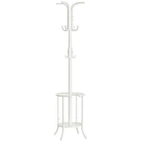Portemanteau Sur Pied Blanc – 12 Crochets Fleur Design, Stable Et Peu Encombrant Pour Entrée & Vestiaire