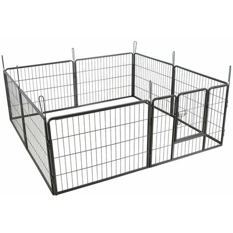 Parc Enclos Cage Pour Chiens Chiots Animaux De Compagnie 163 X 163 Cm Gris Gris