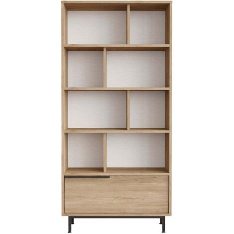 Bibliothèque 176 x 84 x 30 cm effet chêne noir