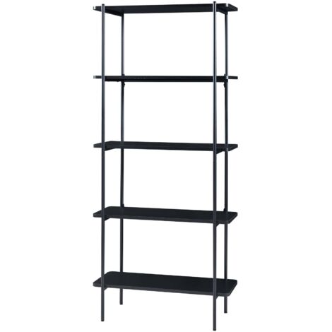 En.casa Étagère Autoportante Design Intemporel - Meuble Rangement Acier Noir 80x35x35 Cm Pour Salon, Chambre Ou Bureau
