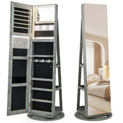 Armoire à Bijoux Pivotante à 360°, Miroir Autoportant Pleine Longueur Armoire à Bijoux Pivotante à 360°, Miroir Autoportant Pleine Longueur