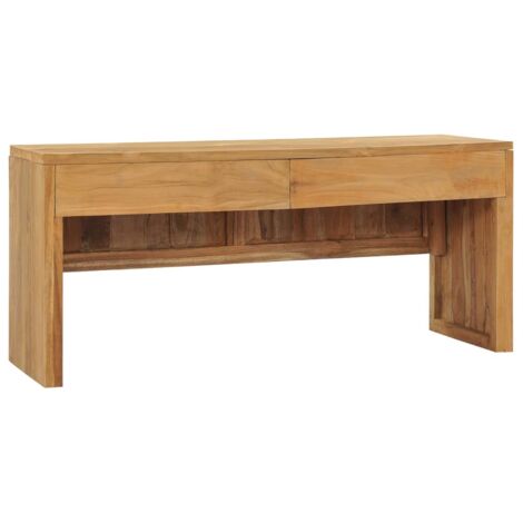 Meuble TV multimédia étagère télévision buffet téléviseur salle à manger salon chambre 100 x 35 x 45 cm bois de teck massif brun (1/5)