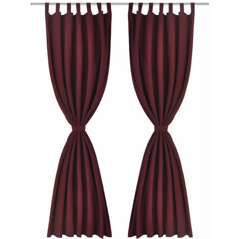 Lot de 2 rideaux à passant micro satin bordeaux 140 x 175 cm décoration fenêtres (1/4)