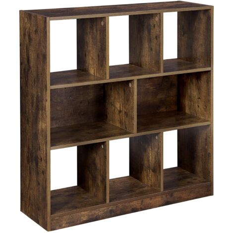 Bibliothèque étagère meuble de rangement avec compartiments ouverts pour salon chambre bureau cloison séparateur 97,5 x 30 x 100 cm marron rustique (1/5)