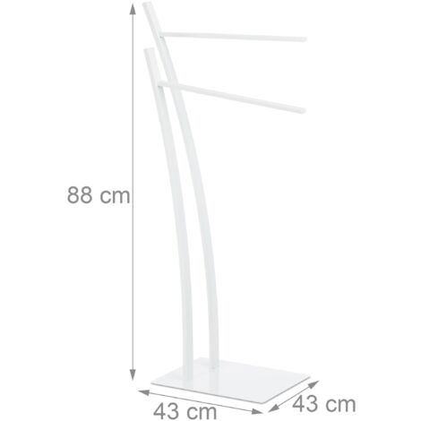 Porte-serviettes sur pied 88 cm moderner design en acier blanc (1/3)