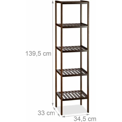 Étagère de salle de bain bambou 5 étages brun