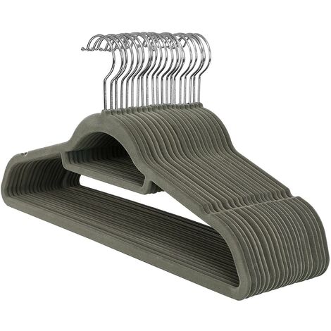 Lot De 20 Pinces à Cintres En Velours Gris - Antidérapantes Pour Pantalons Jupes - Rangement Placard