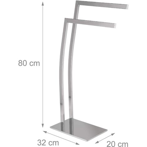 Porte-serviettes support salle de bain en acier inox couleur argenté (1/2)