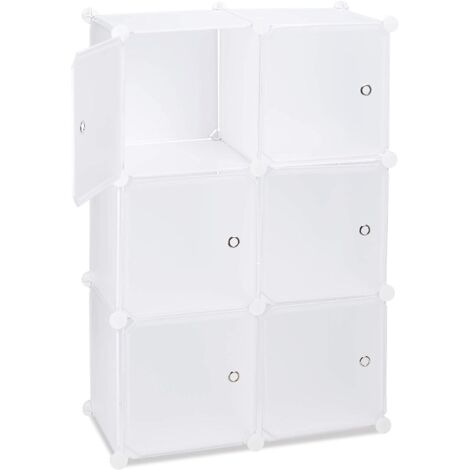 Armoire étagère de rangement meuble avec 6 portes blanc (1/5)
