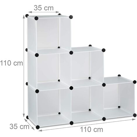 Étagère escalier 6 compartiments meuble bibliothèque séparation blanc - Blanc