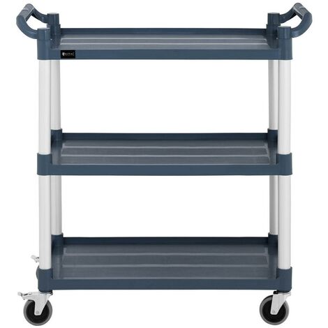 Chariot de rangement 3 niveaux métal blanc & bois – 77 x 43 x 30 cm – roulettes métal autobloquantes