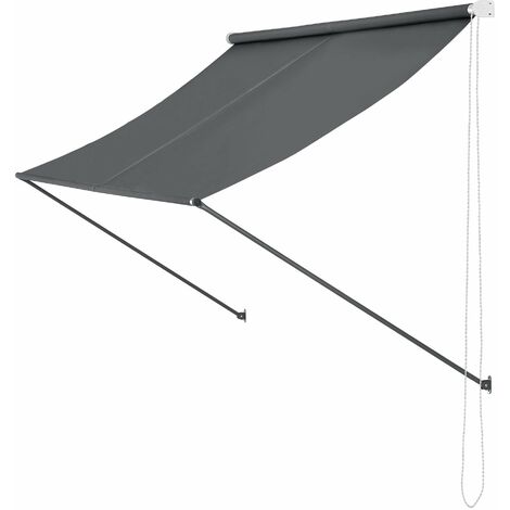 Brise-soleil pare-soleil auvent pour fixer au mur rétractable armature en acier polyester 350 x 120 cm gris