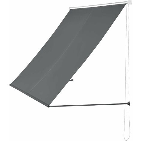 Brise-soleil pare-soleil auvent pour fixer au mur rétractable armature en acier polyester 350 x 120 cm gris