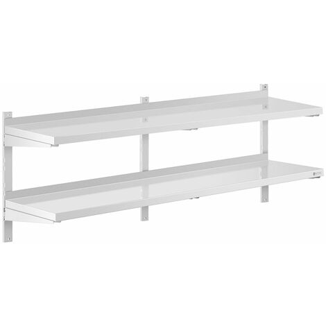 Étagère murale professionnel acier inoxydable 2 tablettes 40 x 160 cm (1/3)