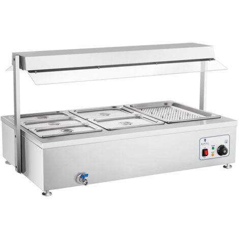 Bain marie 2900 watts 6 bacs GN - avec compartiment pour viande et robinet de vidange (1/5)