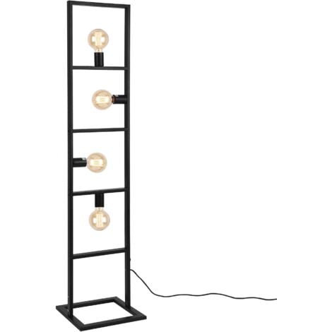 Lampadaire lampe à pied métal noir 4 x e27 142,5 cm
