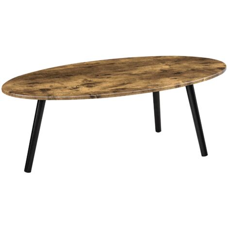 En.casa Table D'Appoint Ovale Salon - Bout De Canapé Métal MDF 55x60x30cm Noir - Charge 15kg