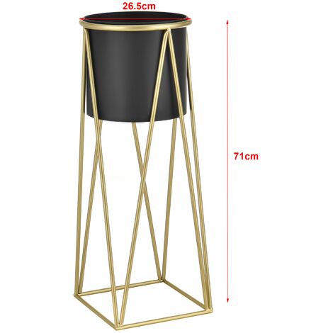 En.casa Set De 2 Supports De Plante Métal Cache-Pot – Laiton & Noir, Tailles Différentes, Design Intemporel Pour Salon & Entrée