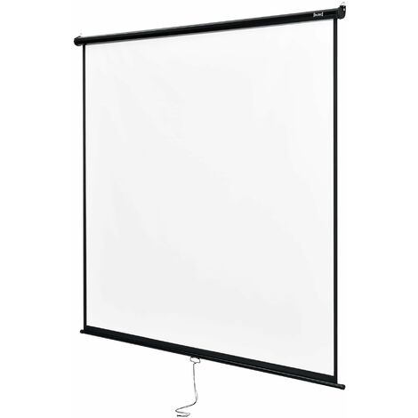 Écran de projection déroulable avec boîtier en acier 113 pouces 203 x 203 cm polyester et PVC (1/4)