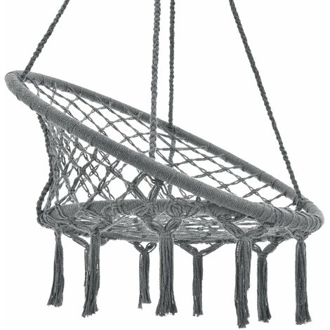 Hamac siège rond chaise suspendue diamètre d'assise 60 cm gris foncé