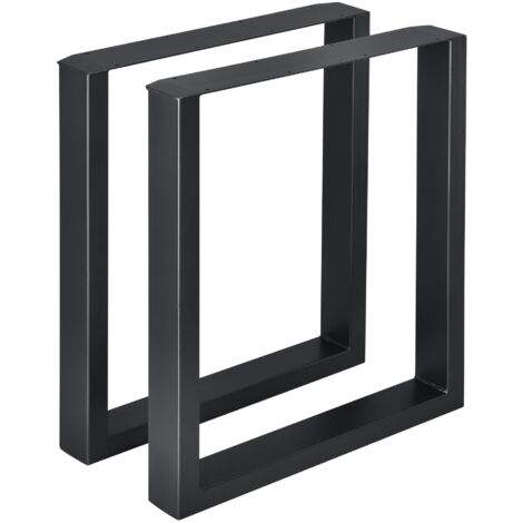 Lot de 2 pieds de table de meuble rectangulaire table à manger métal 60 x 72 cm noir (1/4)