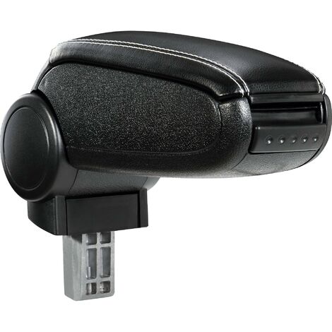 Accoudoir central pour Audi A3 S3 8P avec compartiment rembourré cuir-synthétique noir avec des coutures blancs (1/5)