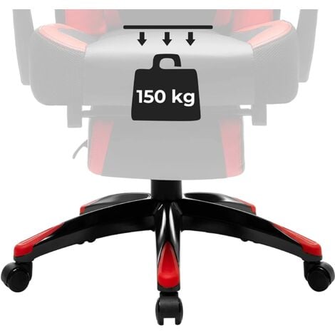 Fauteuil gamer ergonomique chaise gaming fauteuil de bureau avec repose pieds télescopique appui tête réglable support lombaire capacité de charge 150 kg rouge et noir