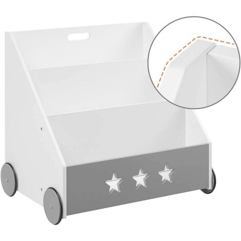 Bibliothèque pour enfants à roulettes 3 étagères blanc