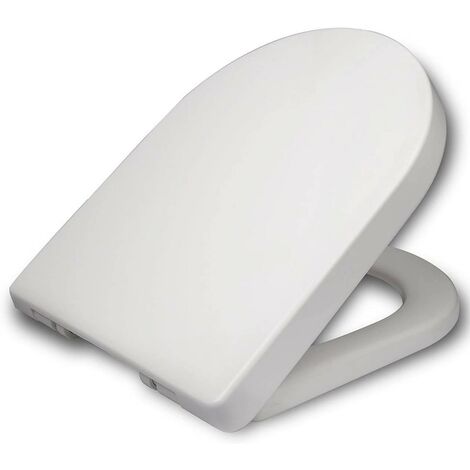 Abattant WC siège de toilette en forme de D à fermeture douce pour salle de bain familiale blanc (1/5)