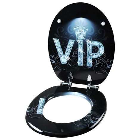Abattant WC siège de toilette en MDF avec mécanisme de fermeture amortie VIP II