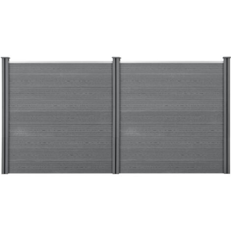 Clôture brise vue brise vent bois composite (WPC) 183 x 357 cm gris (1/5)