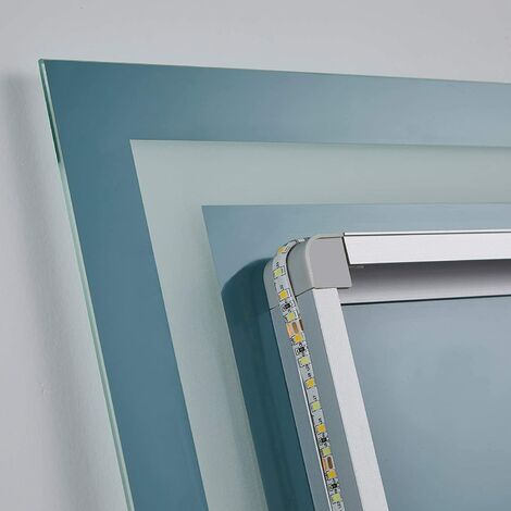Miroir de salle de bain avec éclairage et bluetooth, miroir mural led  anti-buée, dimmable à 3 couleurs de lumière, miroir de salle de bain  réglable avec éclairage- 160 x 80 cm - Conforama