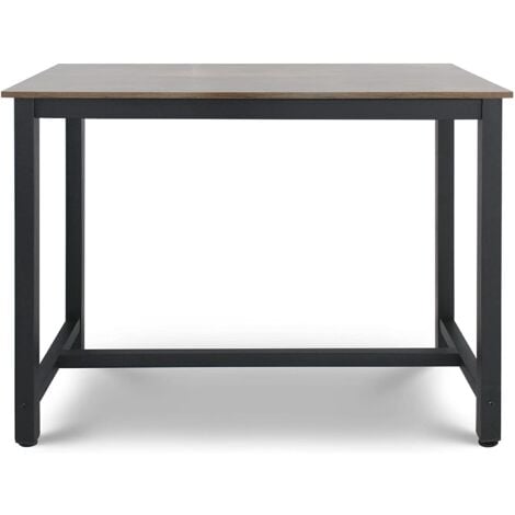 Table haute avec 2 tabourets de bar style industriel repose pieds cadre en fer rustique ensemble bistrot mange debout et chaises de bar pour cuisine salle à manger marron noir
