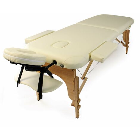Table de massage 2 zones pliable 150 kg max accoudoirs cosmétique réglable beige - Beige