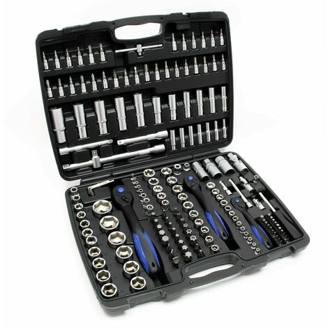 Jeu de 172 clés à douille ensemble d’outils cliquet réversible douille adaptateur (1/3)