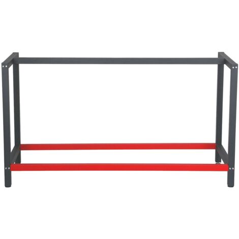 Pied D'Établi Acier 100x57x81 Cm Anthracite & Rouge – Support Robuste Pour Table De Travail, Atelier, Emballage Ou Buffet