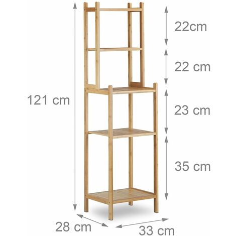 Etagère de salle de bain en bambou 5 niveaux 121 cm (1/3)