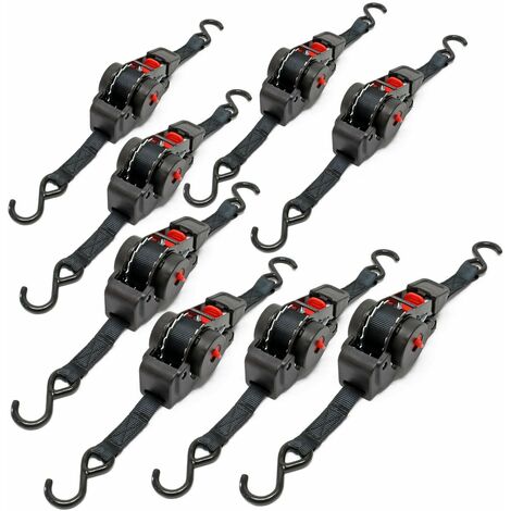 Lot De 8 Sangles De Treuil Robustes 4" X 30' - Boucle En Extrémité, Capacité 5400 Lbs, Pour Camion Plateau