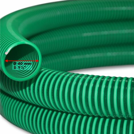 Tuyau d'aspiration 5 m à pression diamètre 40 mm (1 1/2") spirale renforcement vert (1/2)