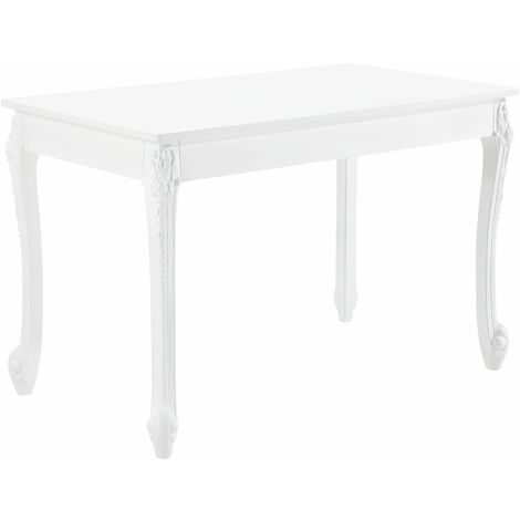 Table de salle à manger rectangulaire design élégant pour 4 personnes MDF plastique 116 x 66 x 76 cm blanc (1/5)