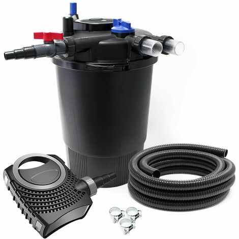 Kit set bassin 60000 litres 55 watts UVC pompe 12000 l/h tuyau 10 m kit de filtration (1/5)