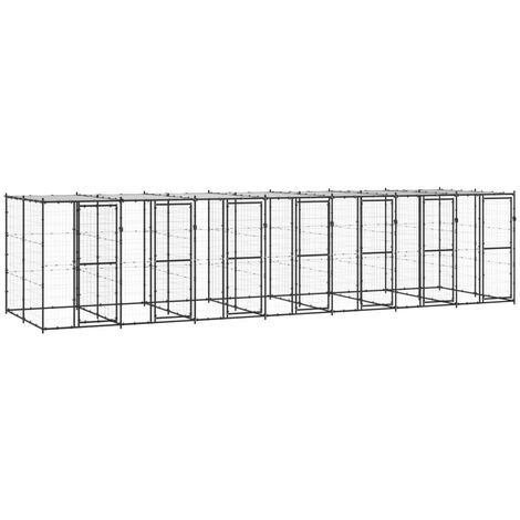 Chenil extérieur cage enclos parc animaux chien extérieur acier avec toit 16,94 m² (1/5)