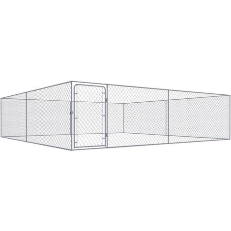Chenil extérieur cage enclos parc animaux chien extérieur pour chiens acier galvanisé 4 x 4 x 1 m