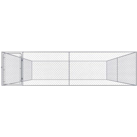 Chenil extérieur cage enclos parc animaux chien extérieur pour chiens acier galvanisé 4 x 4 x 1 m