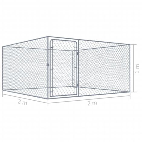 Chenil extérieur cage enclos parc animaux chien extérieur pour chiens acier galvanisé 2 x 2 x 1 m