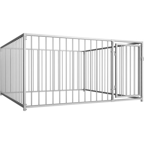 Helloshop26 – Chenil extérieur enclos pour chien 200 x 200 x 100 cm – Acier robuste – Système de verrouillage – Ventilation optimale