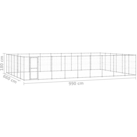 Chenil extérieur cage enclos parc animaux chien extérieur acier galvanisé 65,34 m²