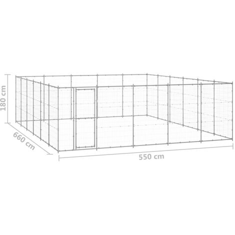 Chenil extérieur cage enclos parc animaux chien extérieur acier galvanisé 36,3 m²